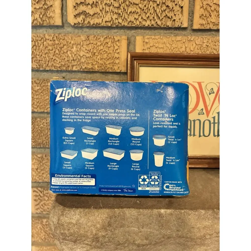 Ziploc One Press Seal Small Rectangle Container - 5 Ct